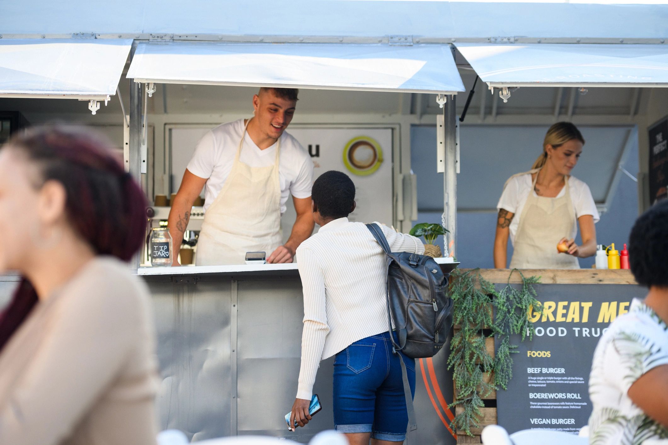 Guests ordering from a catering van