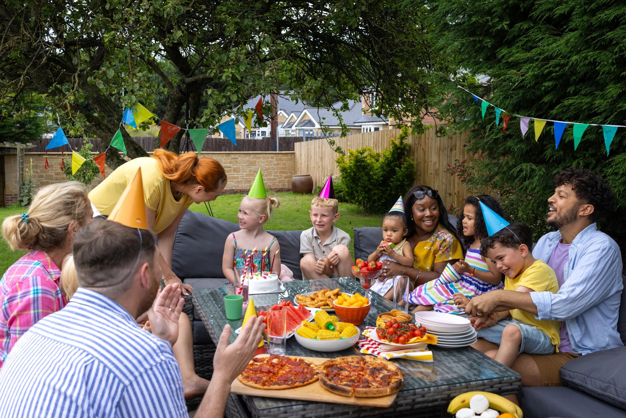 Outdoor birthday party celebration with guests