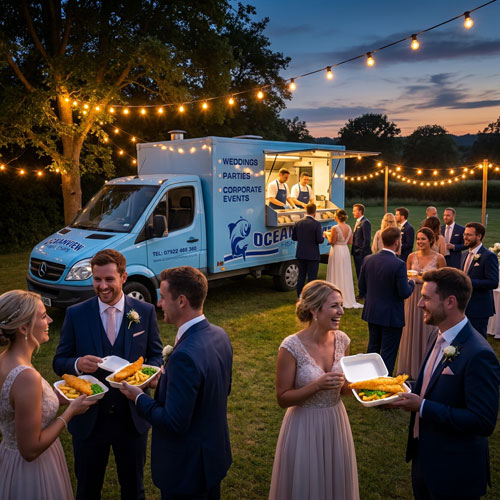 Fish and chip van at a wedding