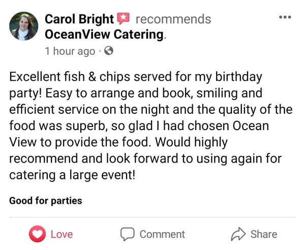 Customer review image for OceanView Catering mobile fish and chips