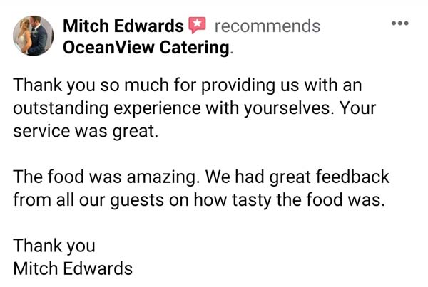 Customer review image for OceanView Catering corporate and private events