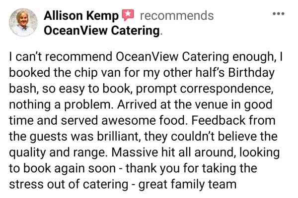 Customer review image for OceanView Catering Midlands catering service